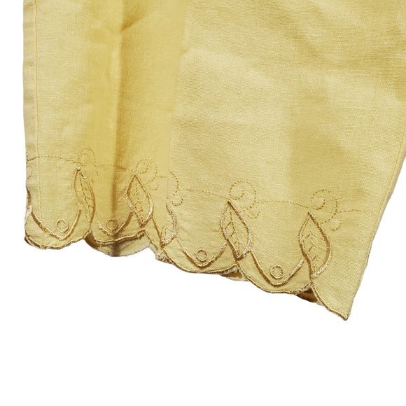 3pc Pant Set Pastel Yellow Linen Blend Casual-Suit Embroidered Floral VTG 90s - Picture 11 of 12